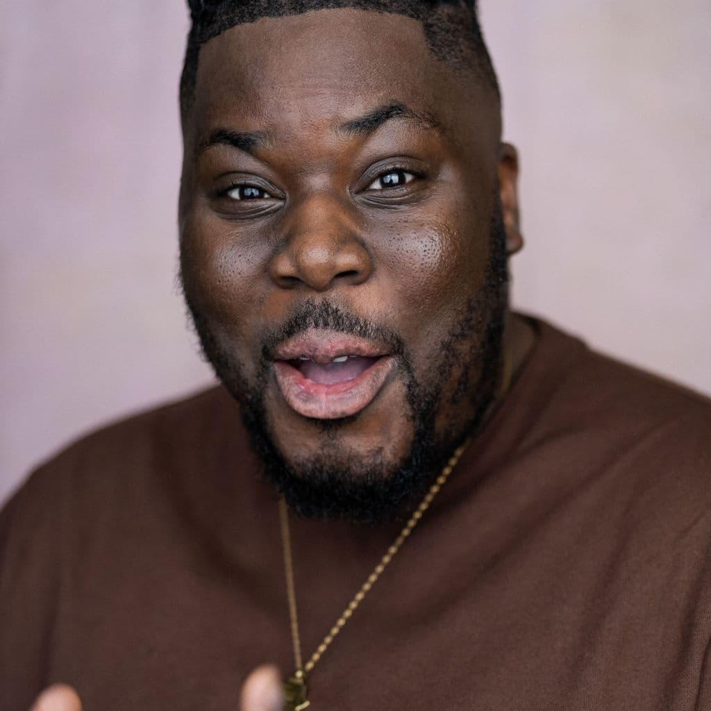 Hammed Animashaun against a purple background