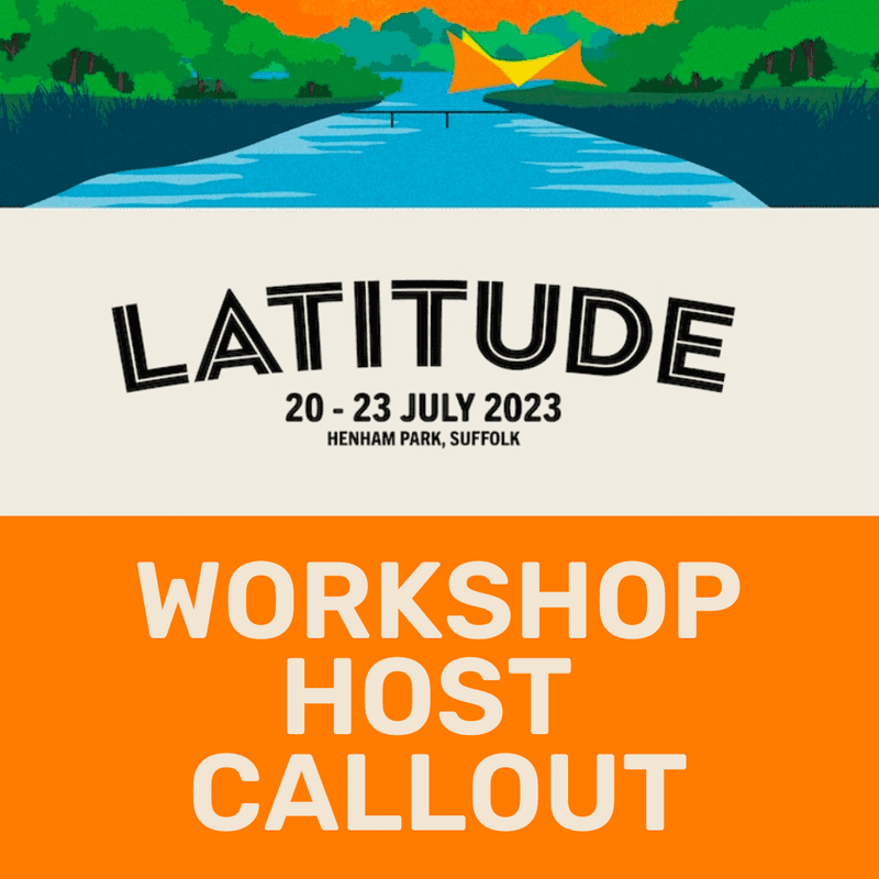 Latitude Logo and scene of a lake behind it. Oranges, blues and beiges.