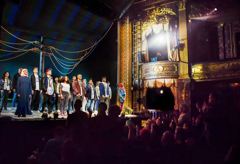 Young people on the Theatre Royal Haymarket stage